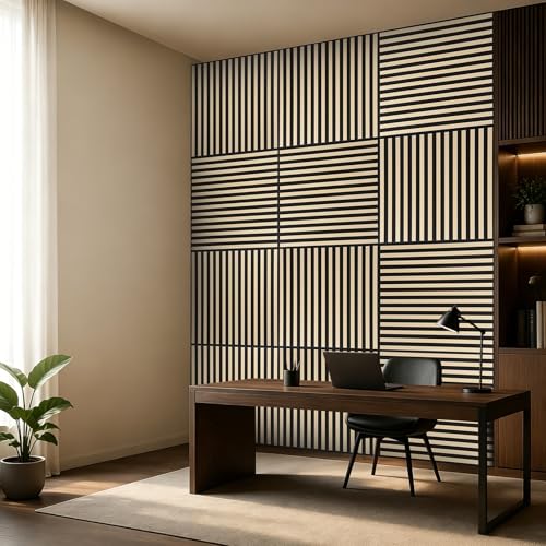 Image of Art3d 6-Pack Acoustic Wood Slat Panel & Ceiling Tile, 2 x 2 ft, Ashtree