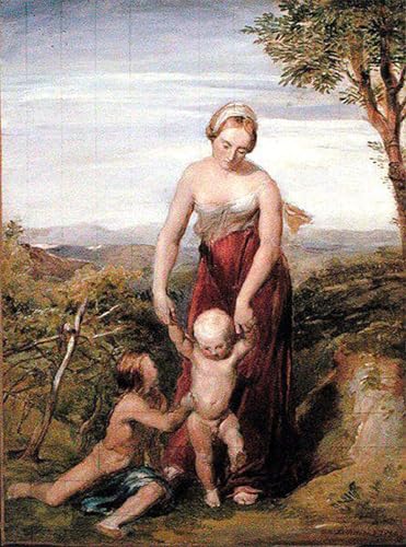 Lienzo de Paisaje Montañoso con Niños de George Richmond para Decorar el Salón Familiar
