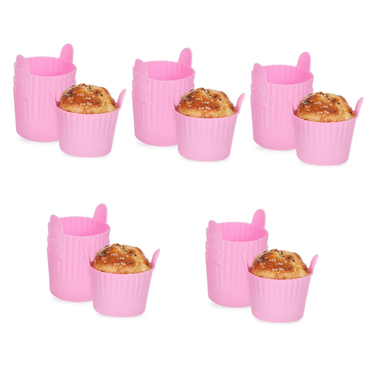 MAGICLULU Lot De 5 Moules À Muffins En Silicone Moules À Plateaux À Muffins En Silicone Réutilisables Non Démoulables 4 Pièces X 5