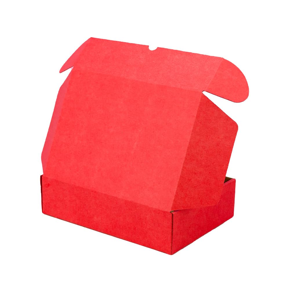 Pack 10 Cajas Cartón Kraft Automontables con Tapa Color Rojo – Resistentes para Envíos, Ecommerce y Mensajería con medidas 44x33x10 cm