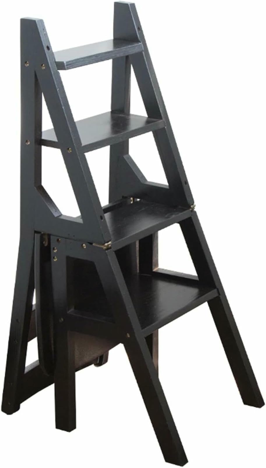 Escalera plegable de madera de 4 escalones para alcanzar muebles altos sin ocupar espacio
