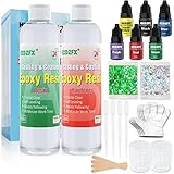 EL DE ARTE DE RESINA PERFECTO: Después de nuestras rigurosas pruebas, nuestro kit resina epoxi manualidades se puede mezclar perfectamente con Pigmentos para resina epoxi, Polvo de mica, Tinta de alcohol, Polvo fluorescente, Flash de resina epoxi, etc. Es muy adecuado para bricolaje en resina, joyería y mesa de río, revestimientos de cristal, fundiciones, etc.