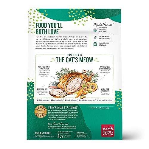 Image of The Honest Kitchen Human Grade Dry Cat Food, Whole Food Clusters Grain Free Dry Cat Food, Chicken 1 lb Trial Pouch