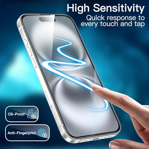 Image of IQShield Screen Protector Tempered Glass Guard for iPhone 16 and iPhone 15 - 9H Hardness, HD Clear, Case Friendly [1 Pack]