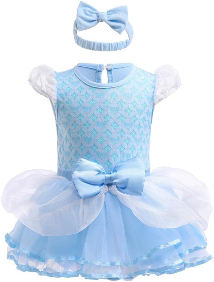 Dressy Daisy Infant Baby Girl Princess Dress Costume Romper Tulle Tutu Fancy Birthday Halloween Bodysuit Outfit with Headband