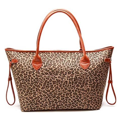 Oversized Tote Handbag Canvas Shoulder Shopper Bag with Inner Pocket for Women, Cheetah Print, XL Cover