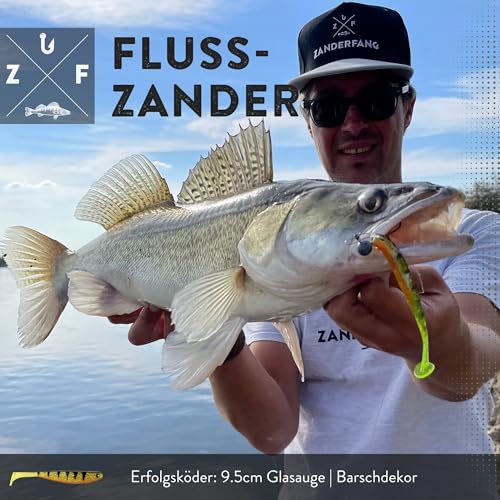 Foto von Zanderfang - Glasaugen Gummifische - Effektiver Köder für Zander und Barsch - mit Fischaroma aromatisiert - UV-Aktivität - 5er-Set - Barschdekor