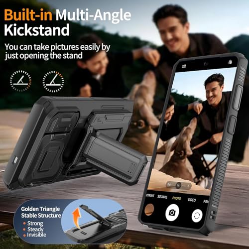 for Samsung Galaxy S25 Ultra Case with Card Holder & 2 Privacy Screen Protectors & Kickstand & Camera Lens Cover Stand & RFID Protection,Shockproof Phone Cover Wallet Cases for S25 Ultra 5G, Black by UWQAP - Used condition - Image 6