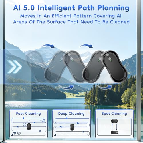 Image of Obito Window Cleaning,Window Cleaner Robot with Triple Safety System,Edge Detection,Intelligent Navigation,Anti-Slipping, Longer Battery Life, Max 6400Pa, Remote Control