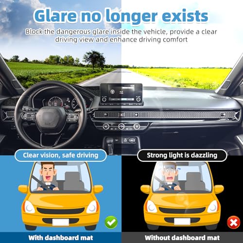 Image of Dash Cover Mat Compatible with Honda Civic 2022-2026 Non-Slip Dashboard Cover Mat Sunshade UV Rays Protector Interior Accessories