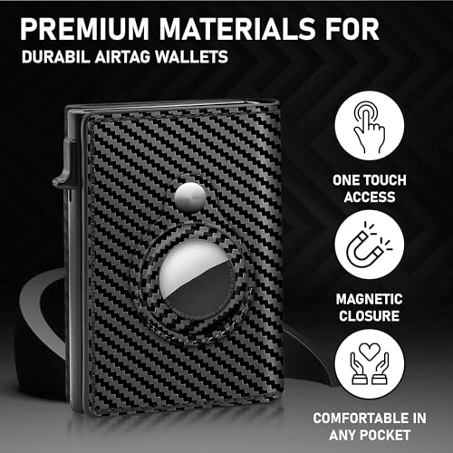 Luxe Airtag Wallet, Trackable, RFID Blocking, This AirTag Wallet Can Hold Credit Cards/Debit Cards/and Cash (AirTag Not Included (Carbon Fiber)2