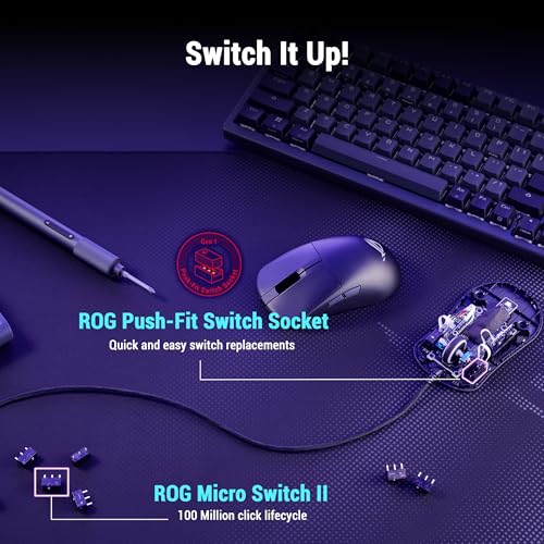 Image of ASUS ROG Harpe Mini Core Wired Gaming Mouse - Wired USB, Small Compact Design, Right-Handed, 52g Lightweight, 12K DPI, Pro-Approved, Gear Link Web-Based Configuration, PC /Mac Support - Black