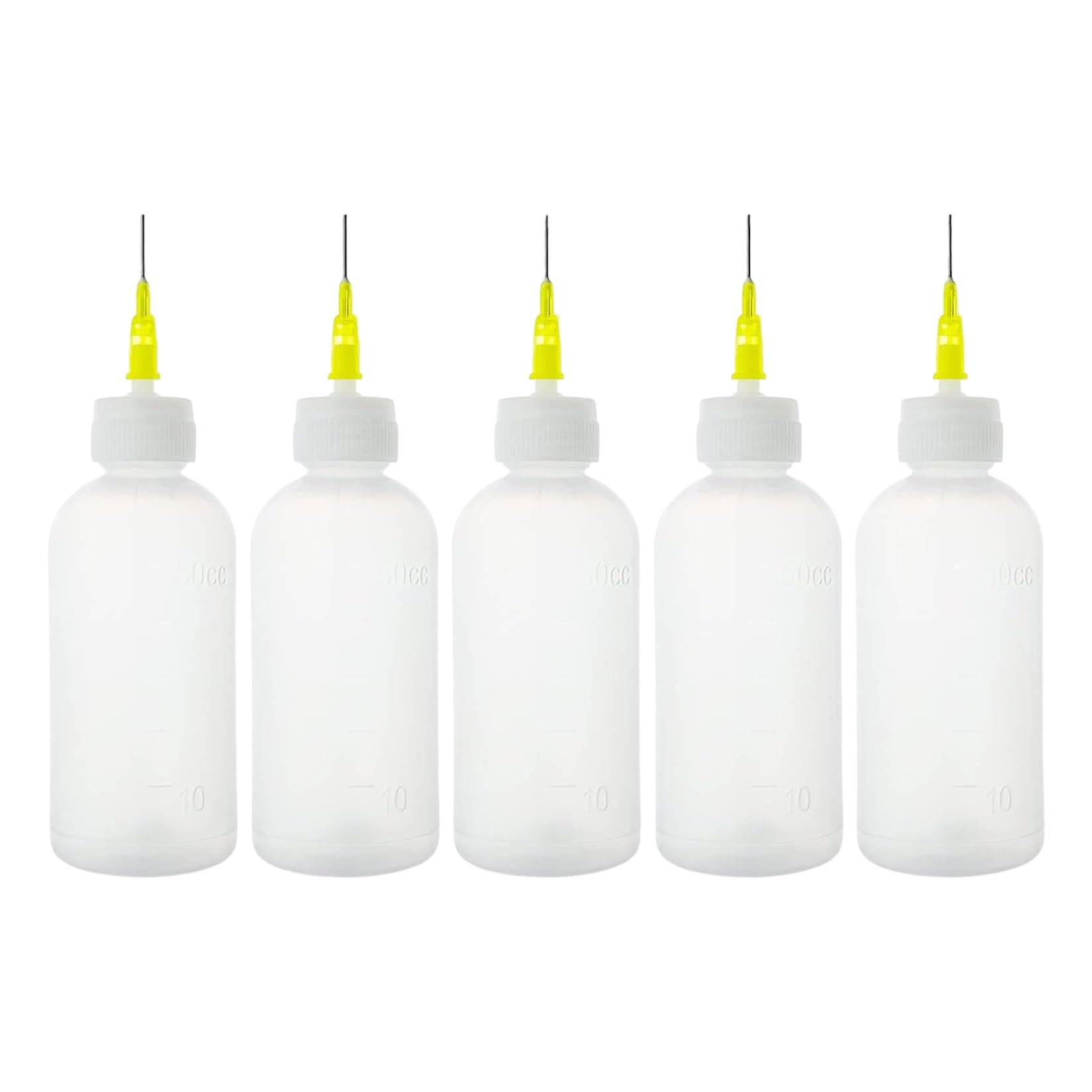 Peosaard White Craft Glue Bottles, 5Pcs Needle Tip Squeeze Bottle 50Ml Thicken Precision Tip Applicator Bottle With Clear Scale Pe Craft Glue Bottles With Fine For
