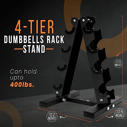 Fitness Republic Solid Steel Dumbbell Rack Holder, A-Frame Dumbbell Storage Racks, Free Weights Dumbbells Set For Home Gym Exercise, 4 Tier Weight Racks For Dumbbells, Weight Tower, 4 Dumbbell Holder #TOP1