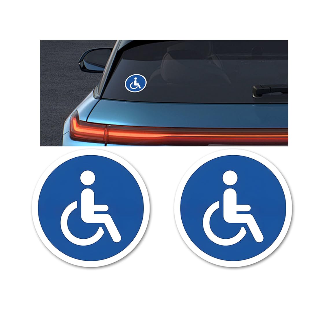 Car Handicap Parking Sign, 2PCS Reflective Magnetic Vehicle Disabled Parking Access Symbol Sticker, Waterproof Automotive Handicap Stop Signs, Universal for SUV RV Truck (Circle)