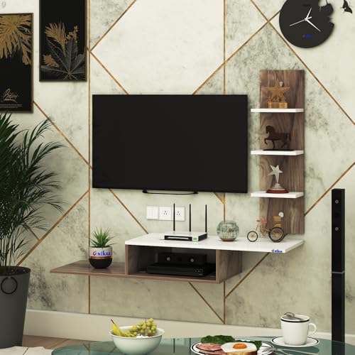 Image of Thomas Engineered Wooden TV Unit /TV Stand /Wall Mounted TV Unit /TV Cabinet /TV Entertainment Unit (CoachWood /White) - Ideal for Upto 43 inch(D.I.Y)