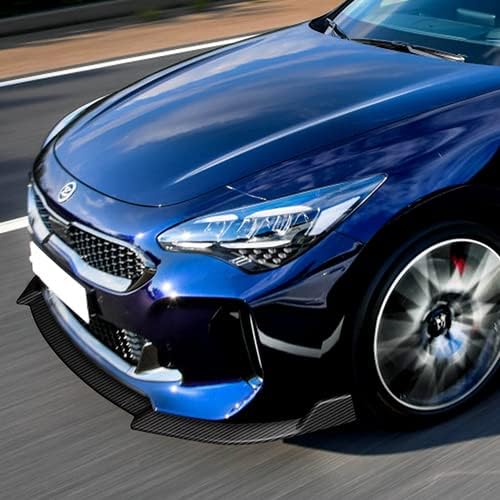 3 Pieces Front Bumper Lip Spoiler Splitter Side Body Kit Trim Protection Compatible with 2018-2023 Kia Stinger, 2019 2020 (Painted Carbon Style)