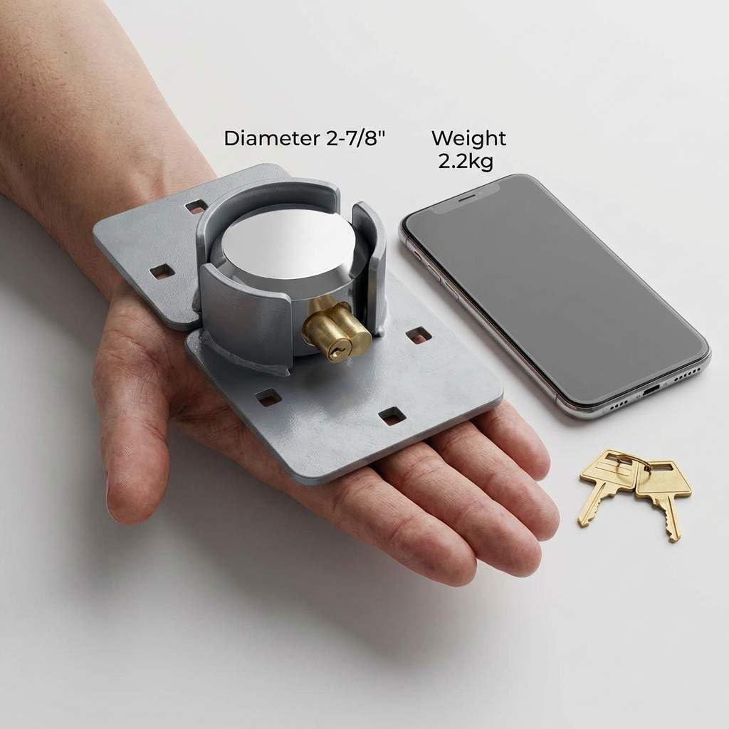 QWORK® Alta Seguridad Camionetas , Candado Redondo de acero con 2 llaves para Furgonetas , Camiones , puertas , furgonetas y máquinas expendedoras