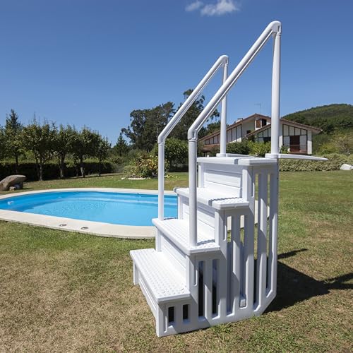Gre EPE30 – rutschfeste Poolleiter für eingelassene Pools, Sicherheitsleiter mit 4 Stufen, synthetisch, Farbe Weiß. 80 x 92 x 206 cm
