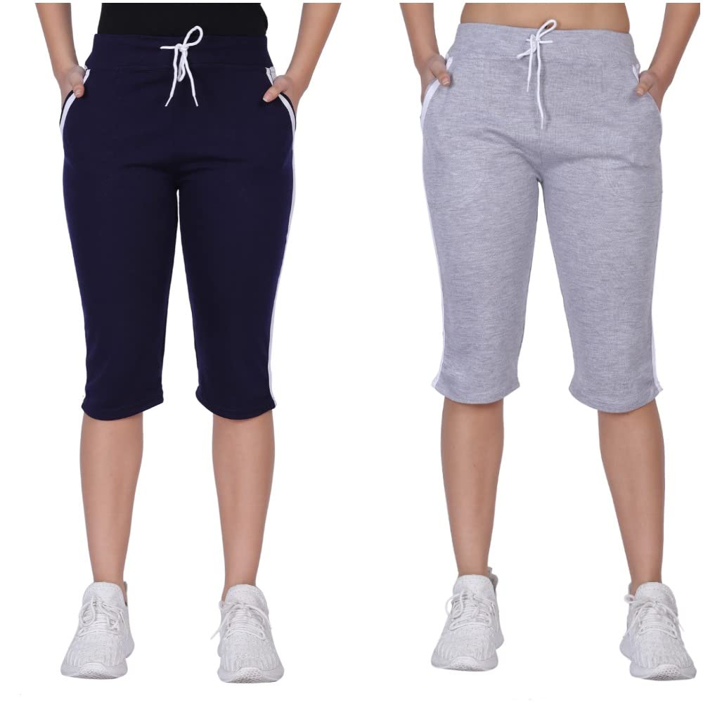 mgrandbear Women Cotton Striped Capri Pack of 2-picture-14