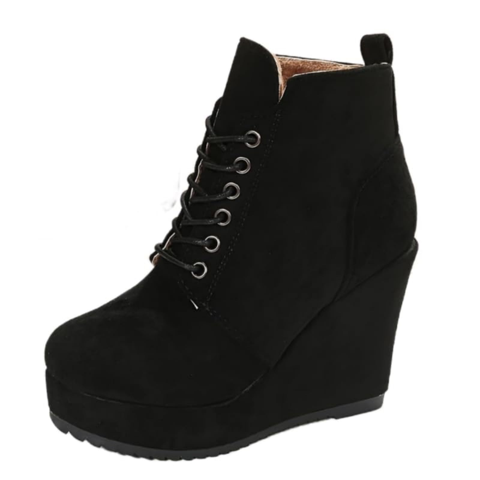 Womens Comfortable Ankle Wedge Booties Fashion Lace Up Low Heel Ankle Boots Closed Toe Western Booties for Fall