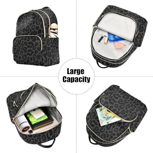 Image of ALAZA Black Gray Leopard Print Easter Women Backpack Purse Ladies Fashion Shoulder Bag Daypack Travel Bag 10L