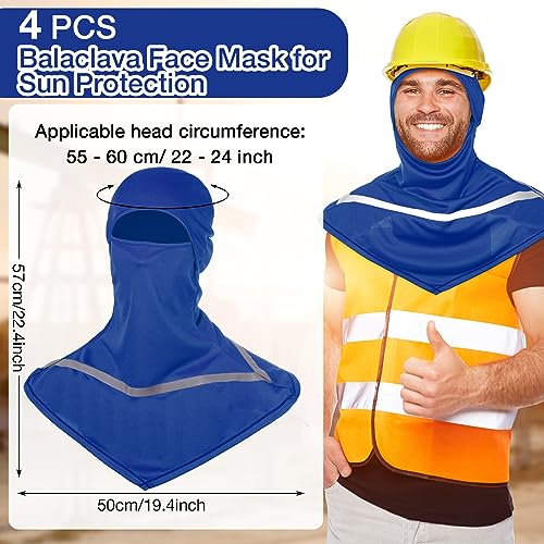 Image of Seematn 4 Pcs Balaclava Sun Men Face Mask UV Protection with Reflective Strip for Construction Work Neck Covers Summer
