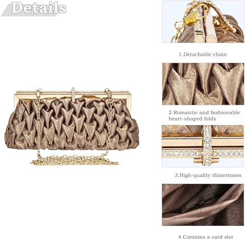 Image of Classic Satin Clutch Bag Diamante Embellished Formal Evening Handbag for Wedding Prom Party Purses