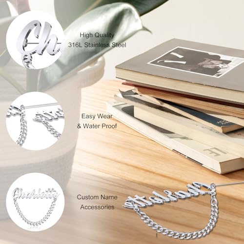 Image of Custom Lapel Pin for Women Men - Name Brooch Pin Personalized Stainless Steel for Wedding Business Party - Gold /Silver /Black Customized Jewelry Gifts