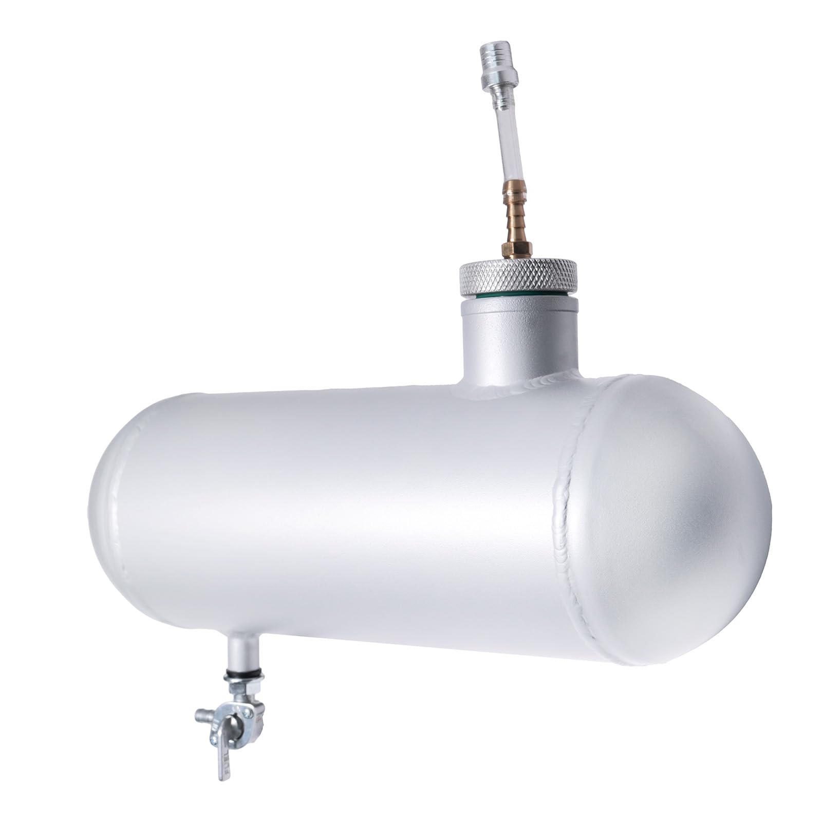 JMCHstore Side Aluminum Mini bike Gas Fuel Tank Cylinder 4x12'' for Coleman Baja Montser Mega moto Predator Hemi non 212 Engine, Massimo Axis RealTree Motovox Mototec Gas Bike, Go Kart Parts (Silver)