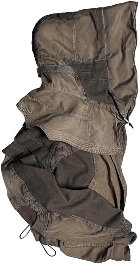 Men's Hooded Folded Bat Sleeve Jacket Waste Soil Functional Style Washed Distressed Loose Coat Male