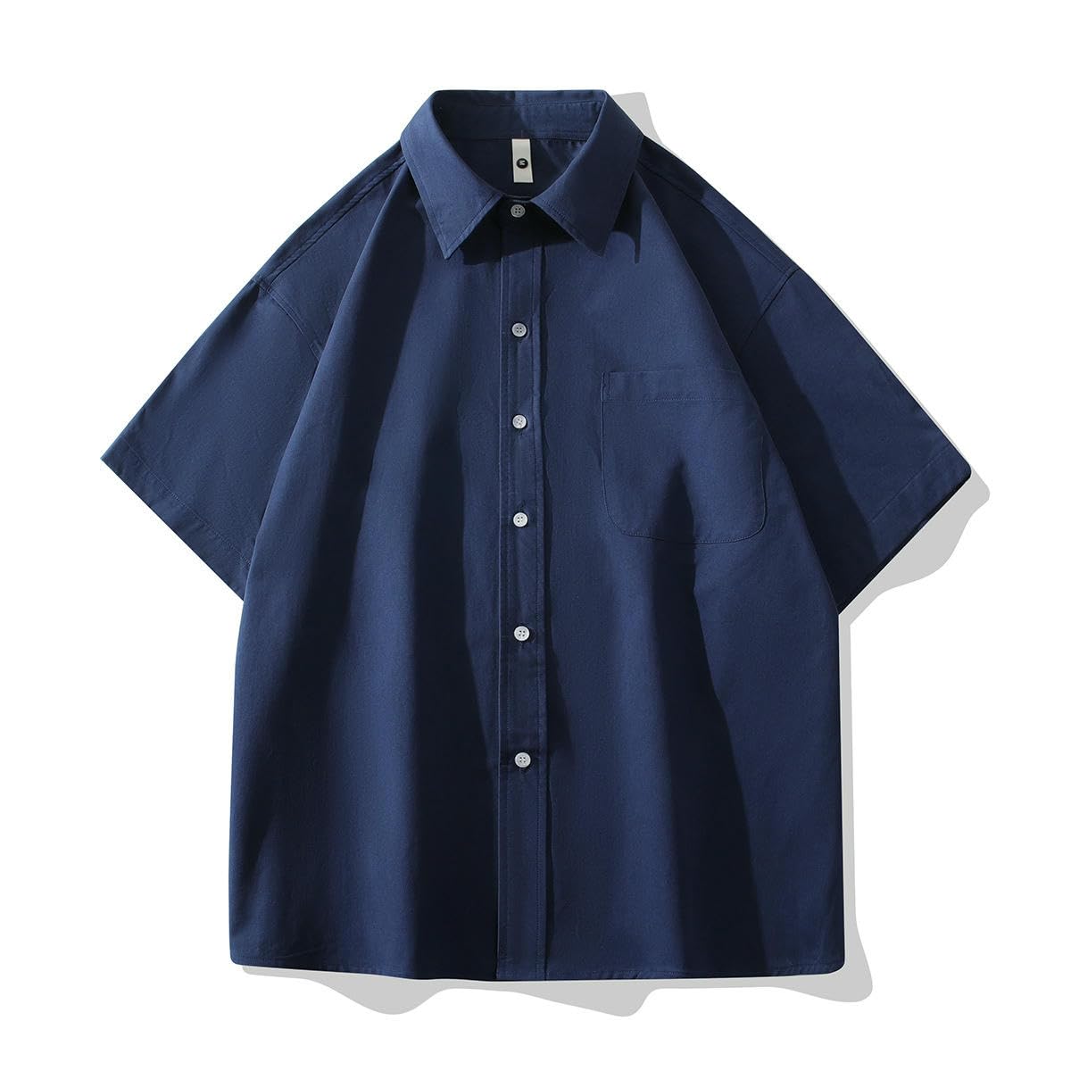 Chemise décontractée à manches courtes en coton de couleur unie pour homme