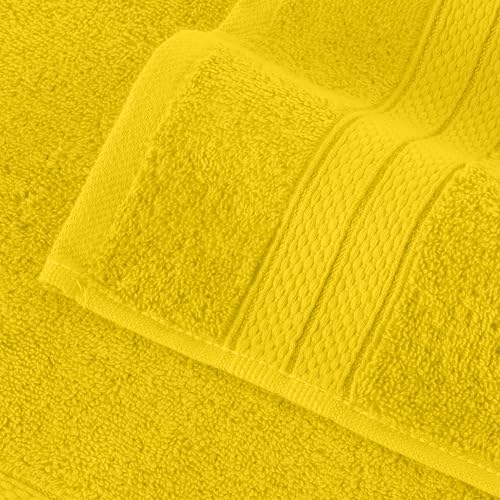 Image of Elegant Comfort Three Line Popcorn Towel Set for Bathroom 16 x 28 inches, Premium Hotel Quality 4-Pack Hand Towels, 100% Turkish Cotton, Soft and Durable, Quick Dry and Highly Absorbent, Yellow