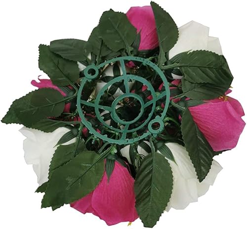 Miniatura 8 de LANLONG Paquete de 2 soportes de metal de cristal de lujo con 2 flores artificiales, 15 cabezas, rosas de plástico con base para centros de mesa de