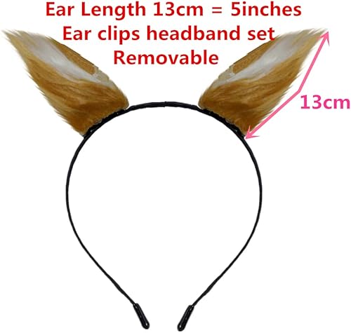 Miniatura 5 de Shopular Anime Wolf FoxCat - Cola de felpa de 25 pulgadas + 2 orejas de clip para Halloween, cosplay