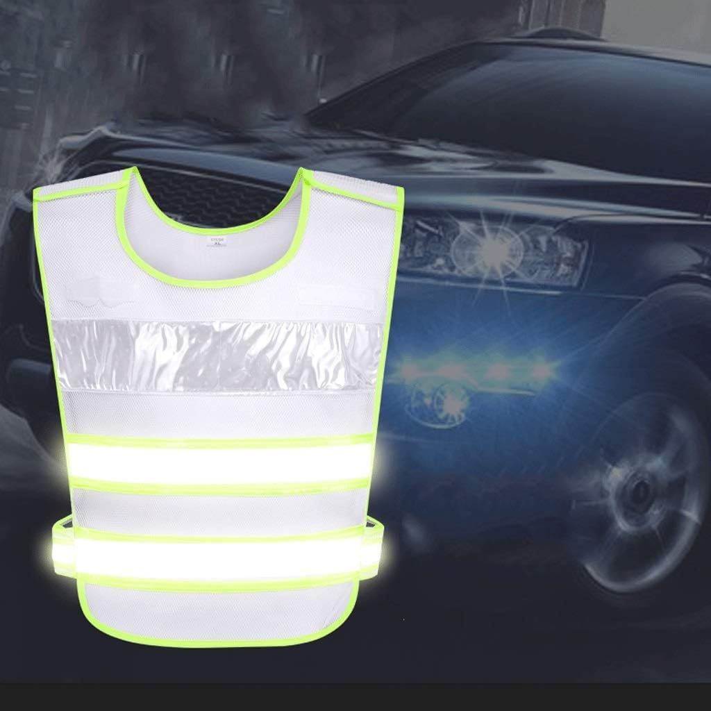 Chaleco de seguridad, chaleco de seguridad reflectante de alta visibilidad, chaleco de seguridad Chaleco de seguridad portátil Chaleco reflectante de seguridad blanco Chaleco reflectante de tela de ma