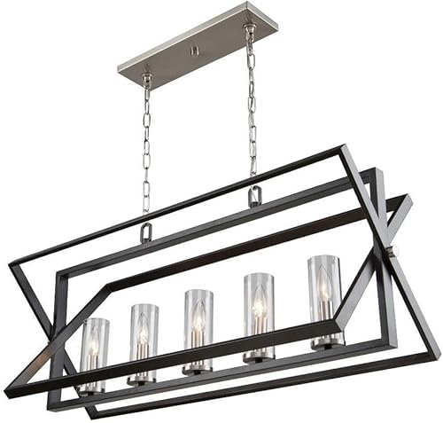 ArtCraft AC11473 Vissini - Isla de cinco luces, acabado en níquel matepulido