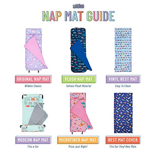 Image of Wildkin Kids Velour Nap Mat for Girls - Soft & Cozy Toddler Sleep Mat with Built-in Blanket for Daycare, Preschool, Kindergarten & Travel, Ages 3-7, Machine Washable - Unicorn