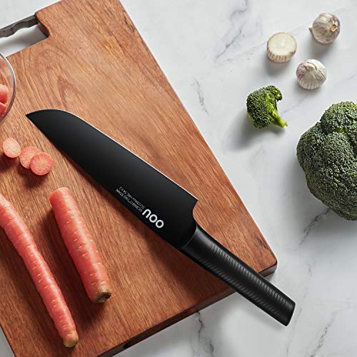 Chef Knife, OOU Pro Kitchen Knife 7 Inch Chef Knife, High Carbon Stainless Steel Chef Knife with Ergonomic Handle, Ultra Sharp to Cut Meat Veggies, Black Oxidation for Anti-Rusting (7 chef knife)