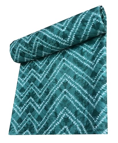 Image of 2 Meter Hand Block Indian Cotton Unstitched Jaipuri Handmade Digital Printed Fabric Material for Women Kurta /Blouse /Palazzos /Piece Material for Women's (Green Lehriya)