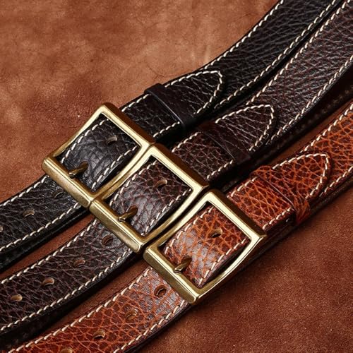 Sress Belts Classic Belt Embossed Stitching Belts 5mm Thicken Gold Square Buckle Belt for Men Soft Casual Belts3