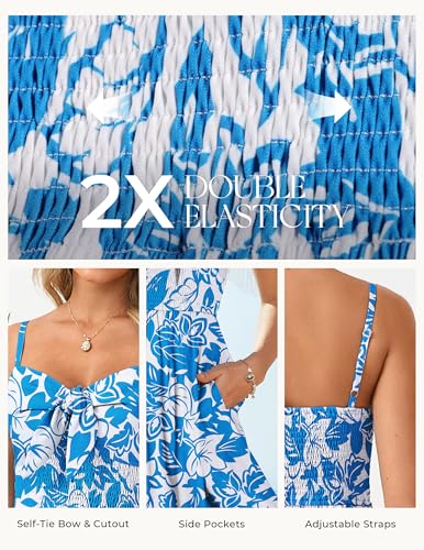 Image of GRACE KARIN Womens Maxi Floral Sundresses Summer Beach Boho Dress Spaghetti Strap Dresses Casual Fashion Clothes with Pockets