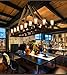 LAKIQ 16 Lights Industrial Rustic Chandelier Rope Barn Pendant Light Rectangle Hanging Ceiling Lighting Fixture Farmhouse Island Lights for Kitchen Dinning Room