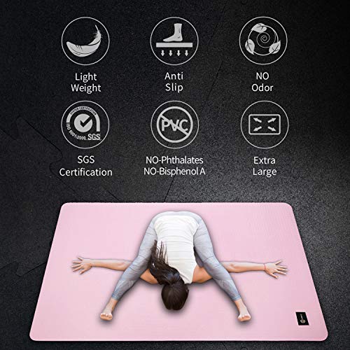 image for CAMBIVO Large Yoga Mat (6' x 4' x 6mm), Extra Wide TPE Mat for Men and