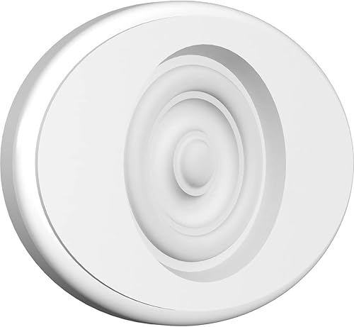 Ekena Millwork ROSP070X048X050DAL04 Roseta estándar con borde redondeado, 7.0 in de ancho x 4.6 in de alto x 0.5 in de alto, PVC