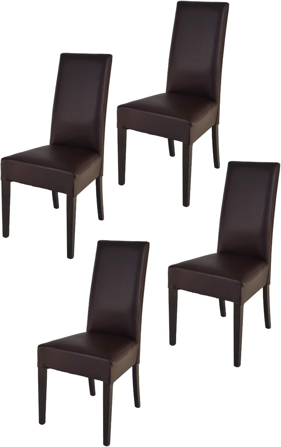 Tommychairs - Set of 4 chairs LUISA suitable for kitchen, dining room and restaurant, structure in wood of beech painted wengé and an upholstered seat covered in artificial leather colour moka