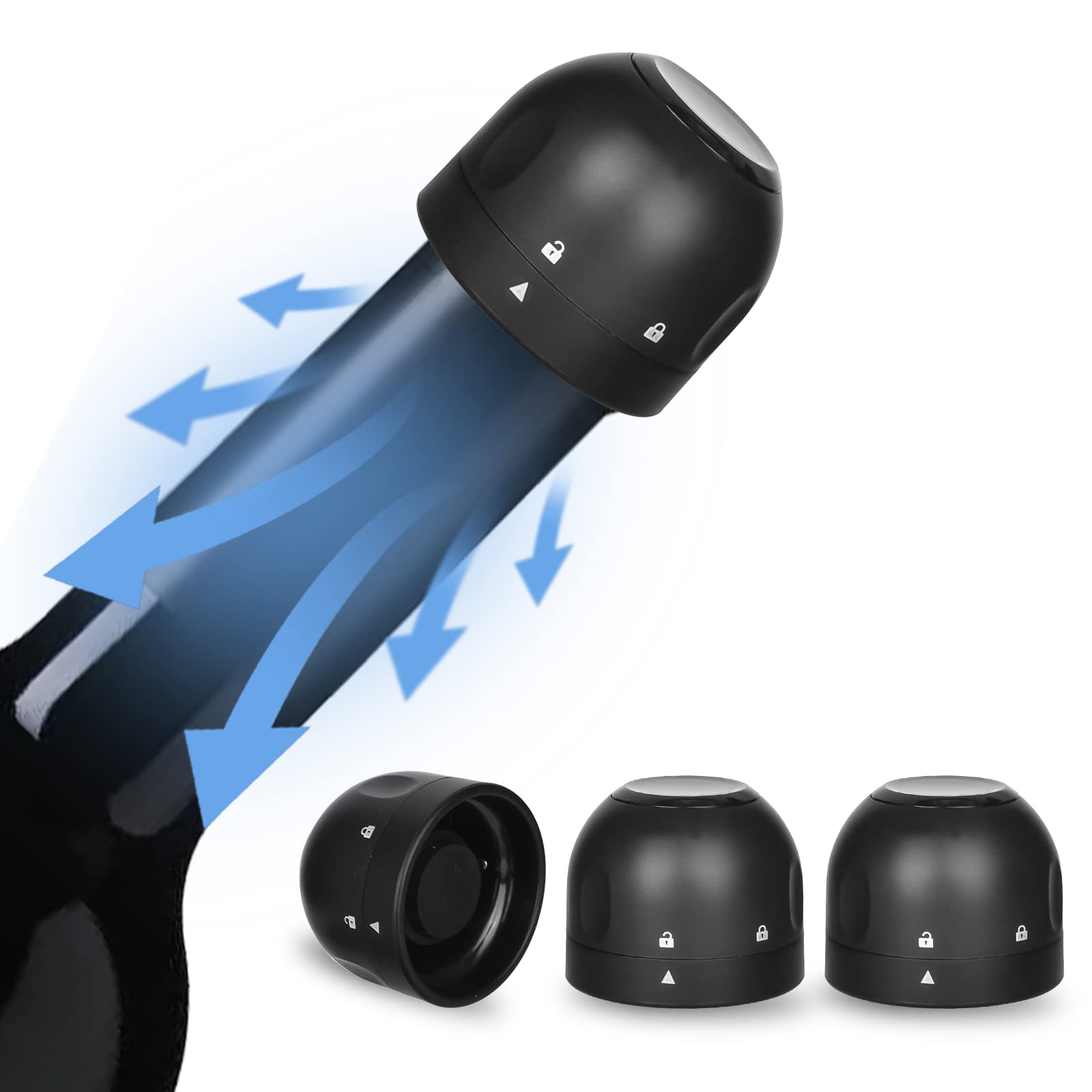 Trifecta Champagne Stopper & Red Wine Vacuum Pump Stoppers,Mini Plug Bottle Cap Sealer Silicone Sealed Wine Beer Champagne Stopper Twist to Seal Sealer(Pack of 4)