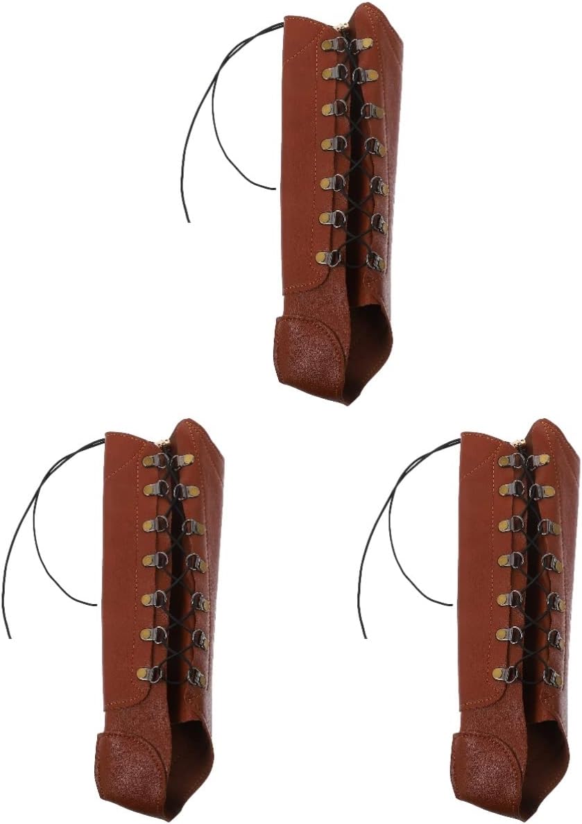 3pcs Archery Pu Leather Wrist Protector Bow Arm Guard for Hunting Archery