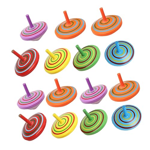 DECHOUS Wooden Spinning Top Toy 15pcs Mini Gyro Toys Fidget for Boys and Girls Educational Set Random Color