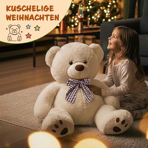 monzana® Teddybär L - XXXL 50-175cm Weiches Fell Schleife Tatzendruck Geschenk Plüschtier Kuscheltier Stofftier Riesen Teddy Bär